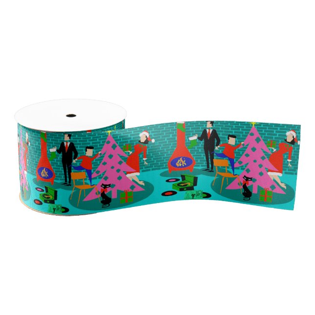 Ruban Gros-grain Rétro règlage le ruban d'arbre de Noël (Bobine)