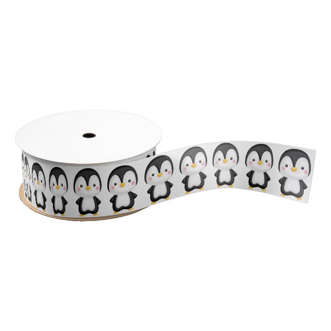 Ruban Gros-grain Ribbon de Grosgrain de pingouins mignons (Bobine)