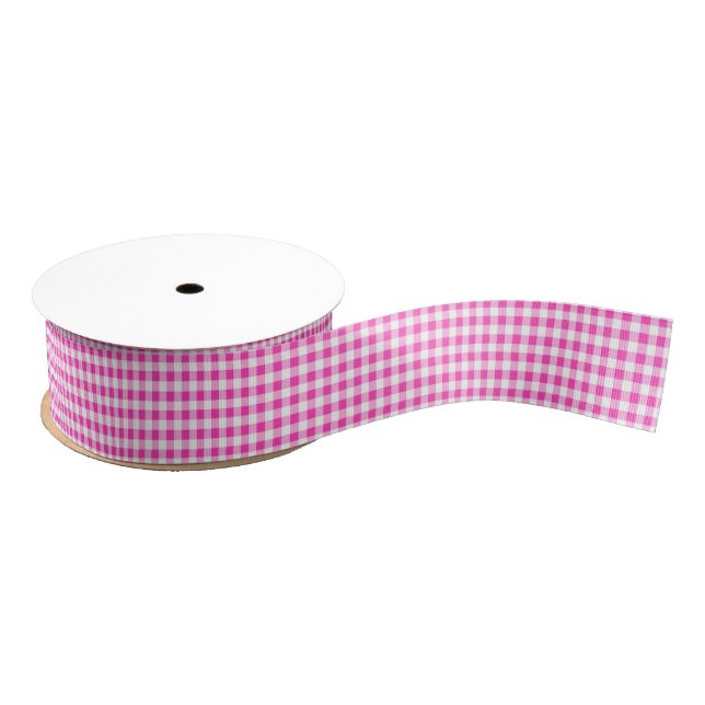 Ruban Gros-grain Ribbon Fuchsia En vichy Grosgrain (Bobine)