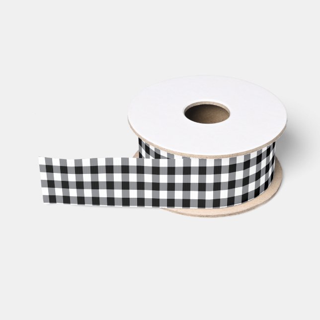 Ruban Gros-grain Ribbon noir En vichy Grosgrain (Bobine)