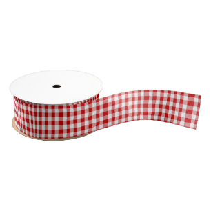 Ruban Gros-grain Ribbon Red En vichy Grosgrain