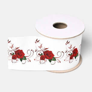 Ruban Gros-grain Ribbon Red Roses Fête des mères