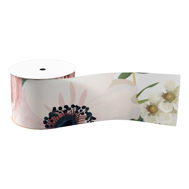 Ruban Gros-grain rose de jardin géométrique à ruban de 3" Grosgrain (Bobine)