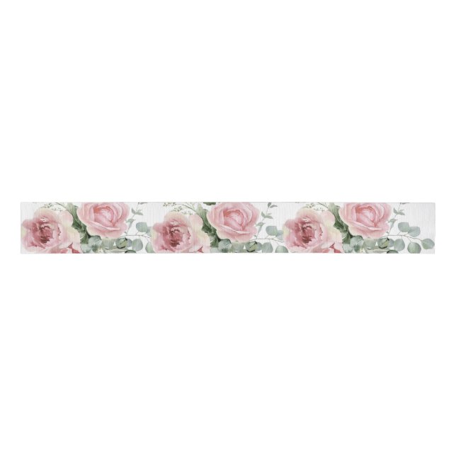 Ruban Gros-grain Rose rose découpage aquarelle rose clair (Devant)
