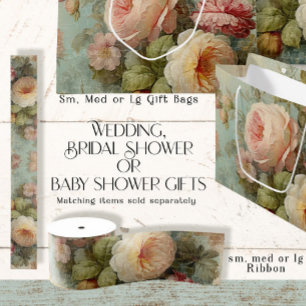 Ruban Gros-grain Rose vintage Floral Blue n Yellow Decoupage