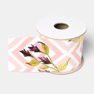 Ruban Gros-grain Roses Rose Et Violet