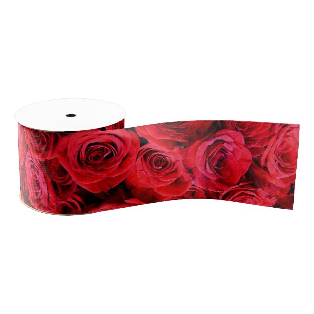 Ruban Gros-grain Roses rouges (Bobine)