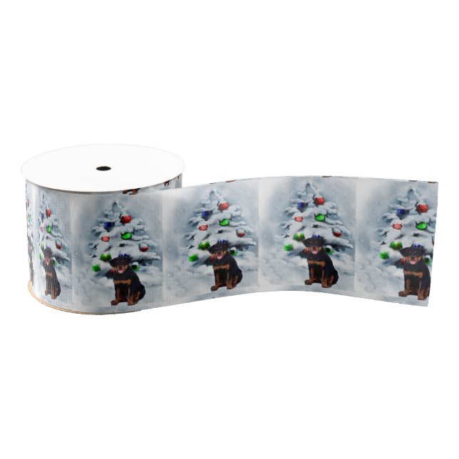 Ruban Gros-grain Rotweiler Puppy Christmas (Bobine)