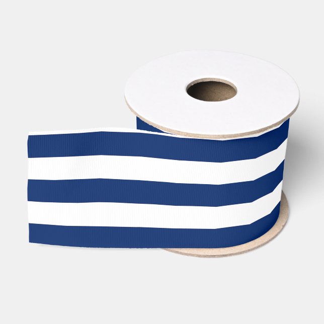 Ruban Gros-grain Royal Blue and White Stripes (Bobine)