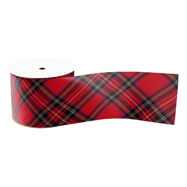 Ruban Gros-grain Royal Stewart tartan rouge noir plaid (Bobine)