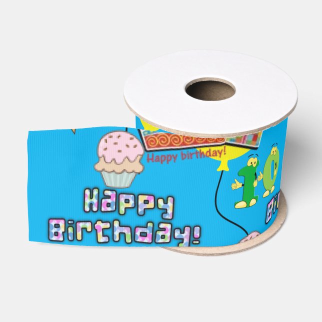 Ruban Gros-grain Ruban, #10 Joyeux 10ème anniversaire Ruban (Bobine)