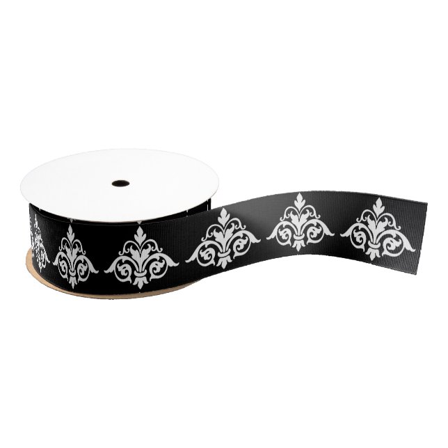 Ruban Gros-grain Ruban blanc noir de damassé (Bobine)