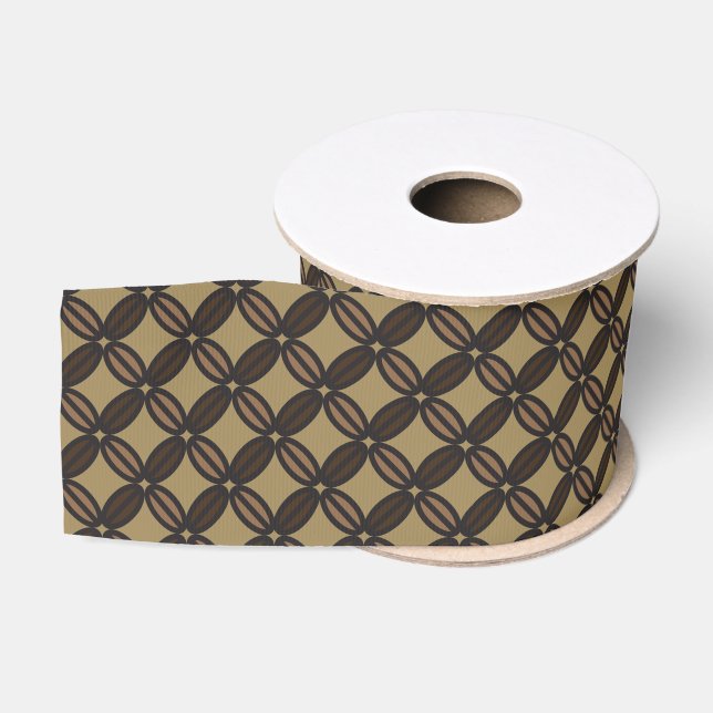 Ruban Gros-grain Ruban brun motif simple fèves de café (Bobine)