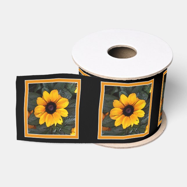 Ruban Gros-grain Ruban de fleur de Susan observé par noir jaune (Bobine)