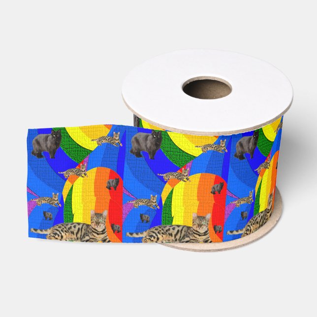 Ruban Gros-grain ruban décoratif enfants chats (Bobine)