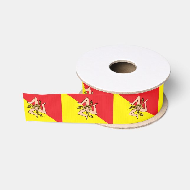 Ruban Gros-grain Ruban patriotique avec drapeau de la Sicile (Bobine)