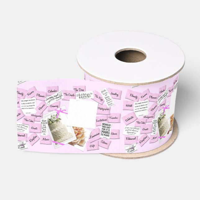 Ruban Gros-grain Ruban rose et blanc Mariage (Bobine)