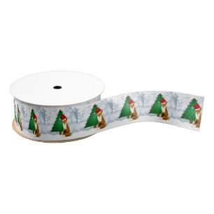 Ruban Gros-grain Rubans Grosgrain Renard de Noël et Sapin de Noël
