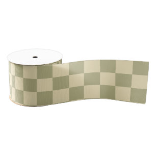 Ruban Gros-grain Sage Checkerboard