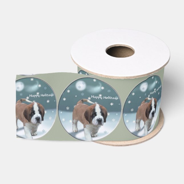 Ruban Gros-grain Saint Bernard Puppy Noël (Bobine)
