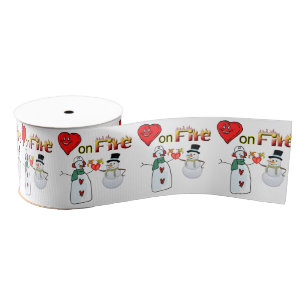 Ruban Gros-grain Saint Valentin Red Heart Fire Snowman Ruban