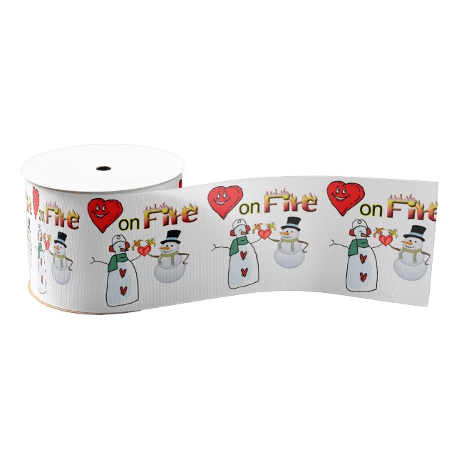 Ruban Gros-grain Saint Valentin Red Heart Fire Snowman Ruban (Bobine)