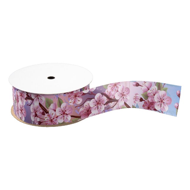 Ruban Gros-grain Sakura rose sur la peinture Arrière - plan (Bobine)