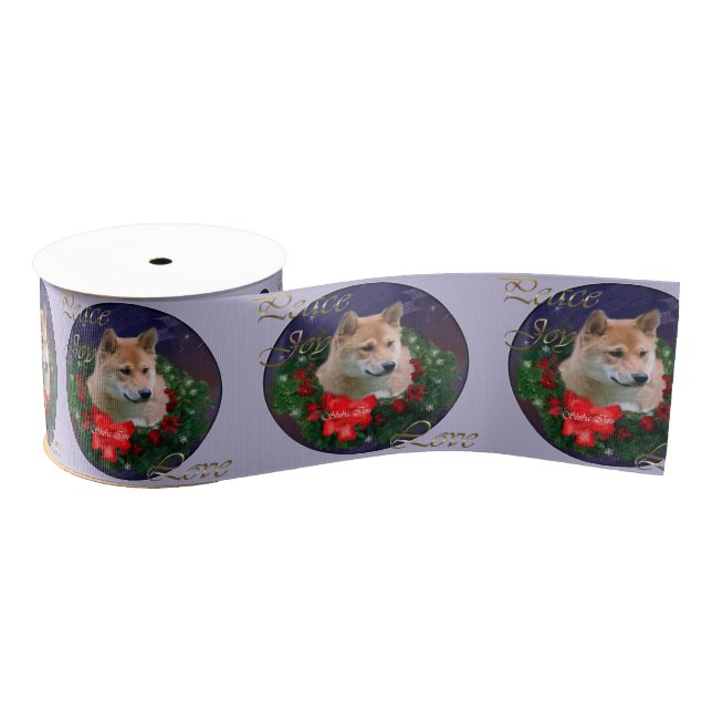 Ruban Gros-grain Shiba Inu - couronne de Noël (Bobine)