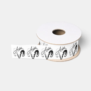 Ruban Gros-grain Silver Aries le bélier Zodiac