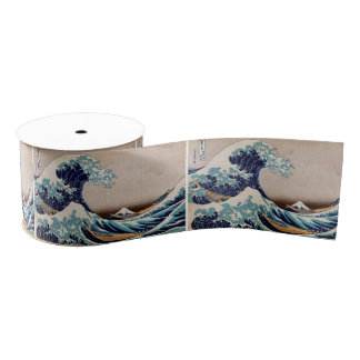 Ruban Gros-grain Sous la grande vague outre de Kanagawa