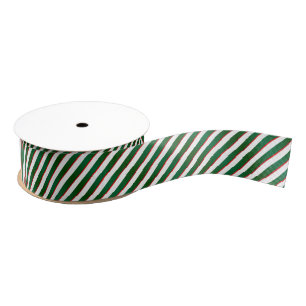 Ruban Gros-grain Stripes - Vert, Rouge et Blanc   Noël