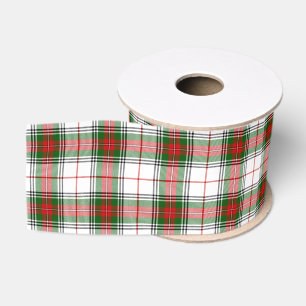 Ruban Gros-grain Stuart / Stewart tartan blanc rouge vert plaid