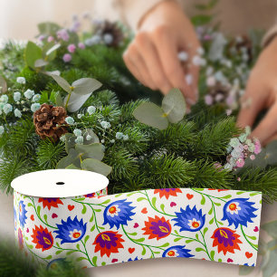 Ruban Gros-grain Style mexicain coloré motif floral élégant gras