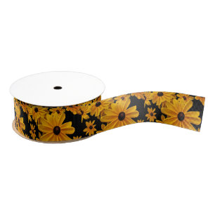 Ruban Gros-grain Susan observée par noir floral fleurit le ruban de
