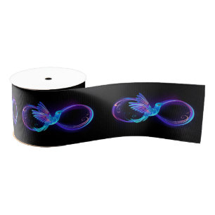 Ruban Gros-grain Symbole de l'infini néon avec colibri lumineux