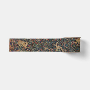 Ruban Gros-grain Tapisserie allegorique Millefleurs avec animaux