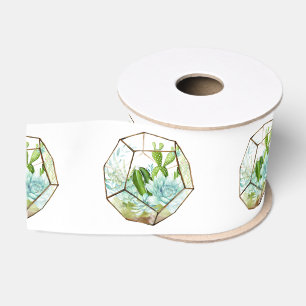 Ruban Gros-grain Terrarium de verre à l'aquarelle Succulents Fête