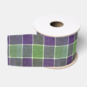 Ruban Gros-grain Tissu de laine vert et mauve