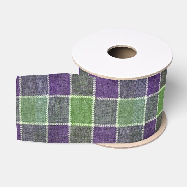 Ruban Gros-grain Tissu de laine vert et mauve (Bobine)