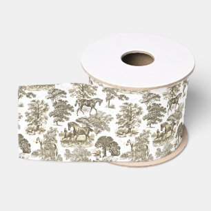 Ruban Gros-grain Toile de Jouy beige élégant et chic
