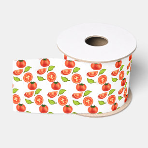Ruban Gros-grain Tomates Et Feuilles D'Orégano