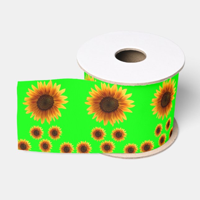 Ruban Gros-grain tournesols en ruban décoratif (Bobine)