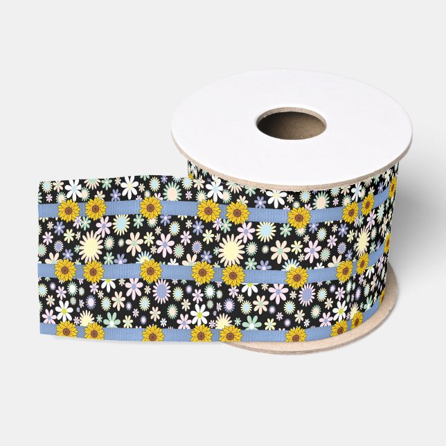 Ruban Gros-grain tournesols en ruban décoratif (Bobine)