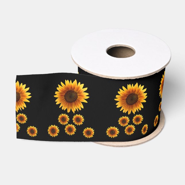 Ruban Gros-grain tournesols en ruban décoratif (Bobine)