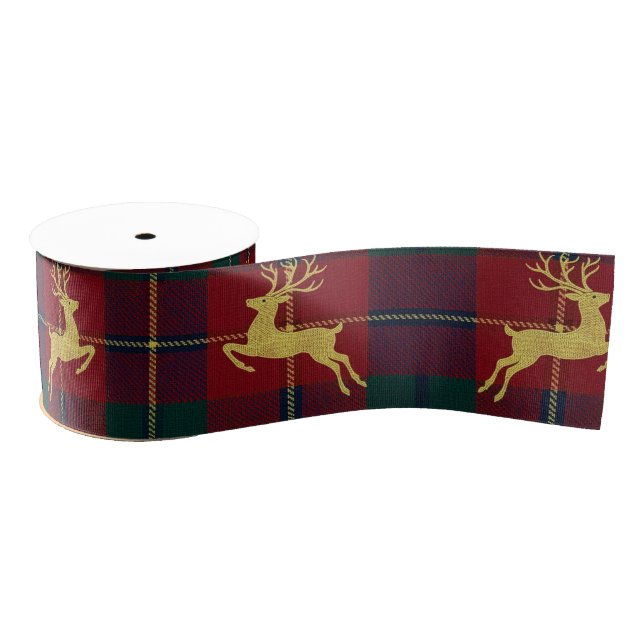Ruban Gros-grain Traditional Christmas Reindeer Plaid (Bobine)