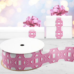 Ruban Gros-grain Trellis en Rotin de Style Chinois en Rose