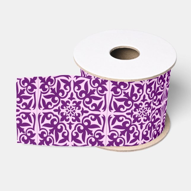 Ruban Gros-grain Tuiles marocaines - violet et orchidée (Bobine)