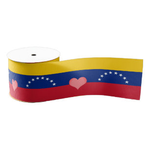 Ruban Gros-grain Venezuela Drapeau & Coeur, amour Venezuela/sports