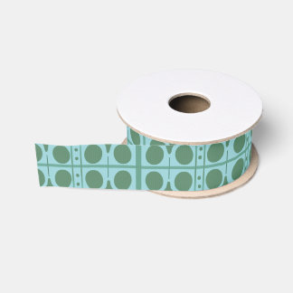 Ruban Gros-grain Vert Rétro et pois turquoise