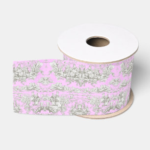 Ruban Gros-grain Vintage lac fleuri rose toile de jouy monogramme